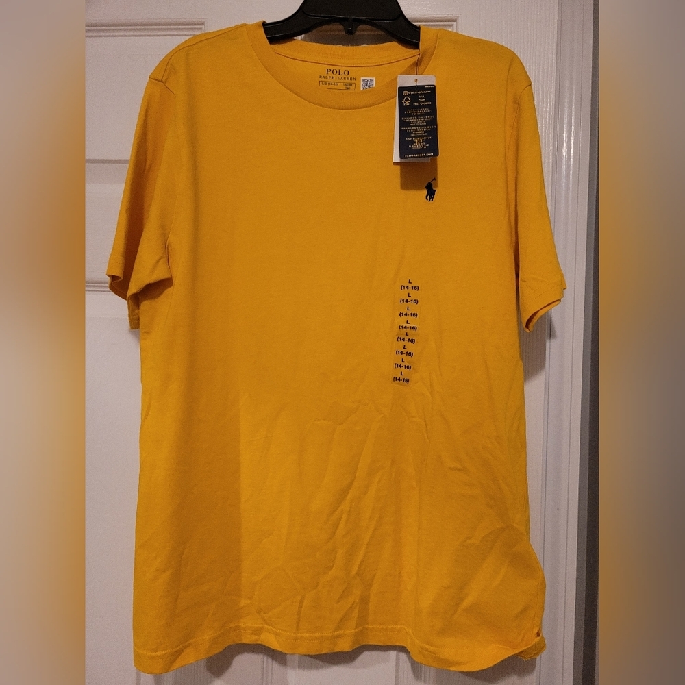 NWT- Polo by Ralph Lauren Men's Yellow T-Shirt With Blue Emblem
